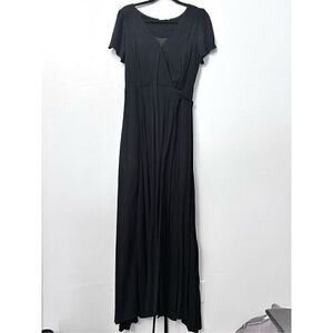 BluIvy Womens Elegant Maxi Dress Short Sleeve Classic Black Medium